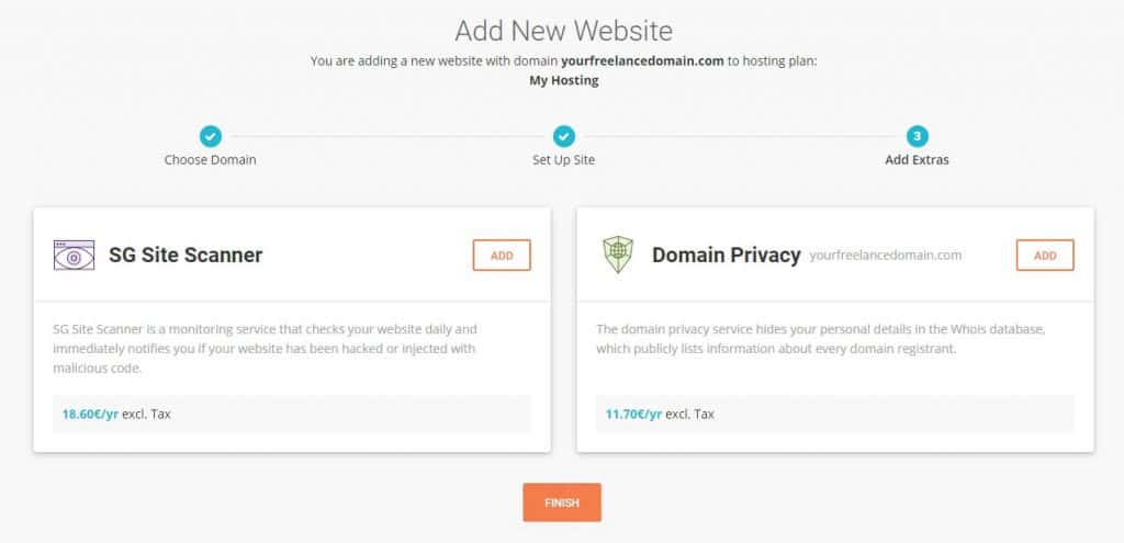 Screenshot of Siteground's final website set up step