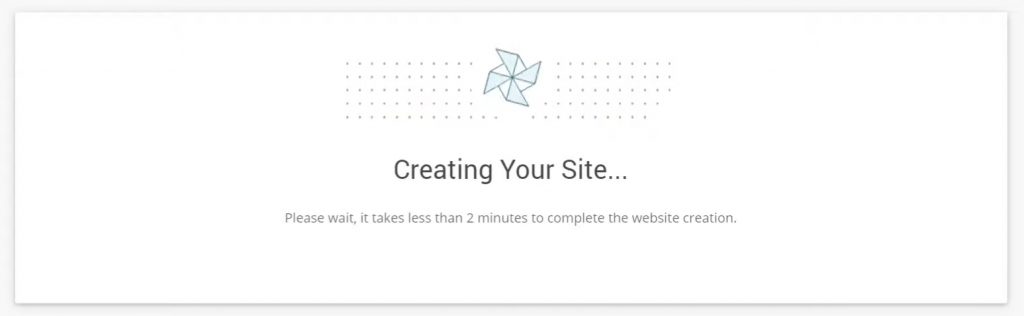 Screenshot of Siteground "Creating your site" page
